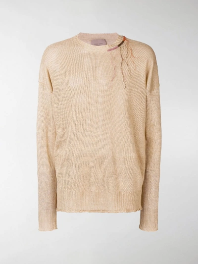 Shop Federico Curradi Distressed Knit Sweater In Neutrals