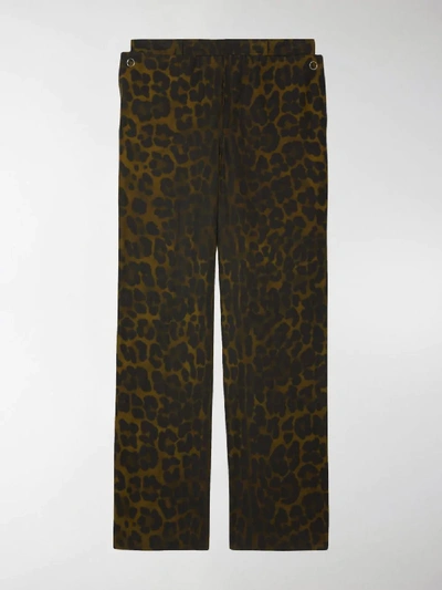 Shop Burberry Straight-fit Leopard Print Trousers In Green
