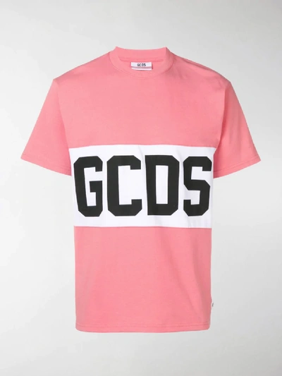 Shop Gcds Logo Band T-shirt In Pink