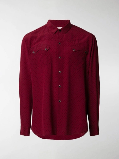 Shop Saint Laurent Micro Triangle Print Shirt In Red
