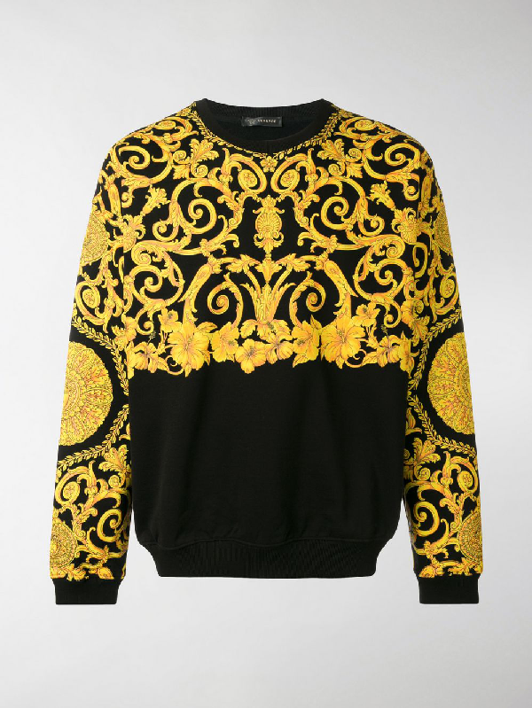 versace gold hibiscus print hoodie