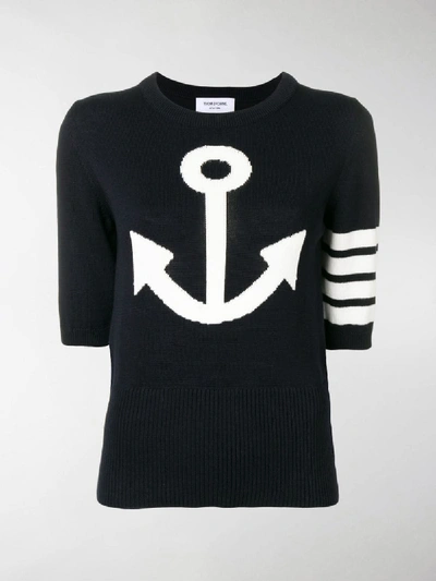Shop Thom Browne 4-bar Anchor Icon Sweater In Blue
