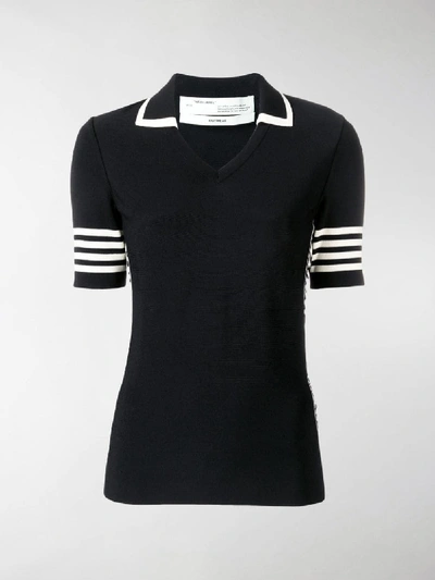 Shop Off-white Knitted Tennis Polo Shirt In Black
