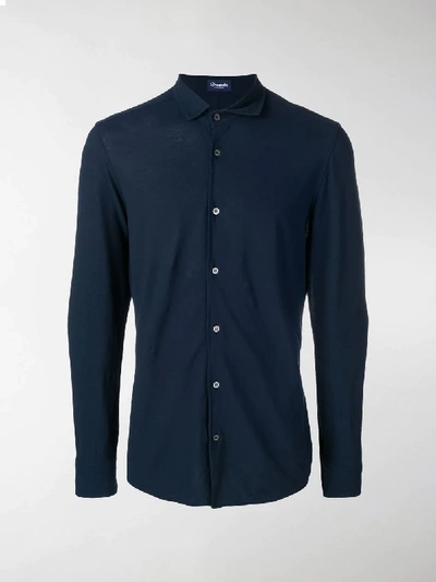 Shop Drumohr Knit Polo Shirt In Blue