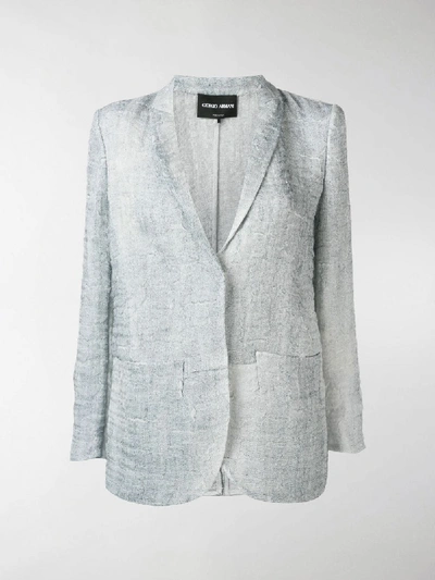 Shop Giorgio Armani Textured Blazer Jacket In Blue