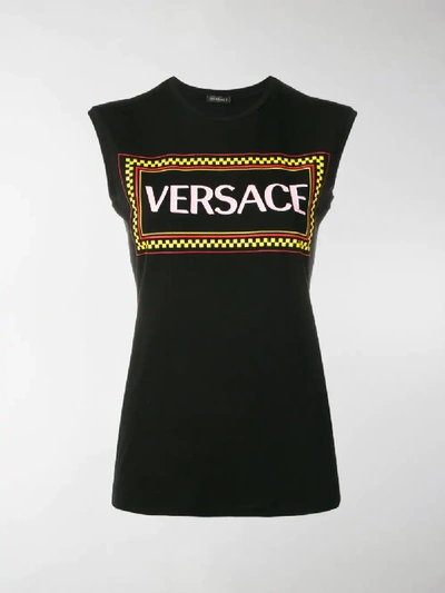 Shop Versace Logo Print Tank Top In Black