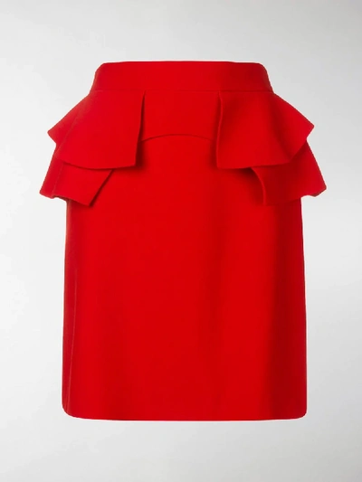 Shop Alexander Mcqueen Ruffled Mini Skirt In Red