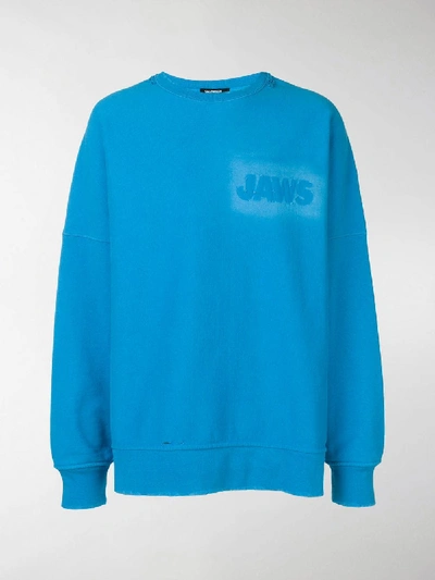 Shop Calvin Klein 205w39nyc Jaws Print Oversized Sweatshirt In Blue