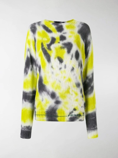 Shop Prada Tie-dye Knitted Sweater In Black