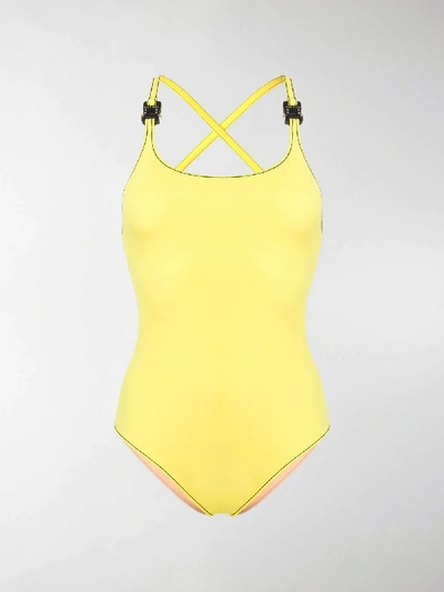 Shop Alyx Racerback Buckle Strap Swimsuit In Yellow