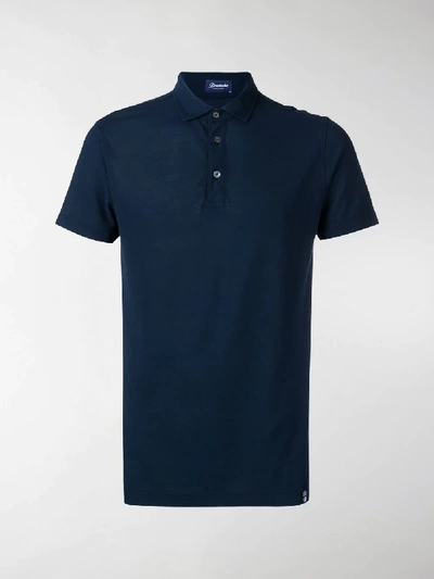 Shop Drumohr Navy Polo Shirt In Blue