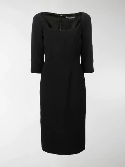 Shop Dolce & Gabbana Slim Fit Midi Dress In Black