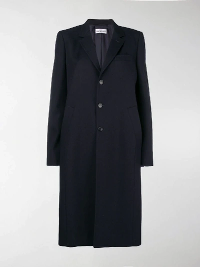 Shop Balenciaga Basic Overcoat In Blue