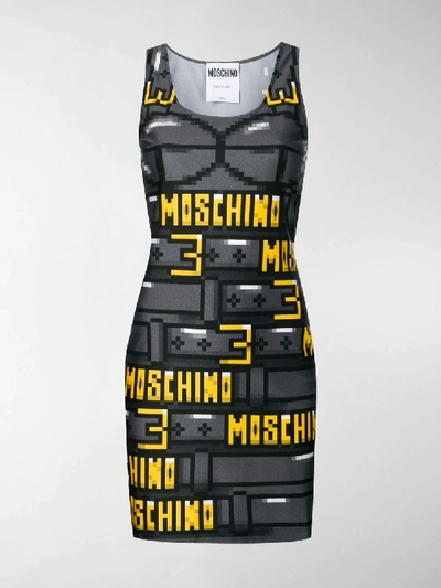 Shop Moschino 8bit Printed Tube Dress In Black