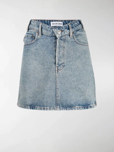 Shop Balenciaga Short Denim Skirt In Blue