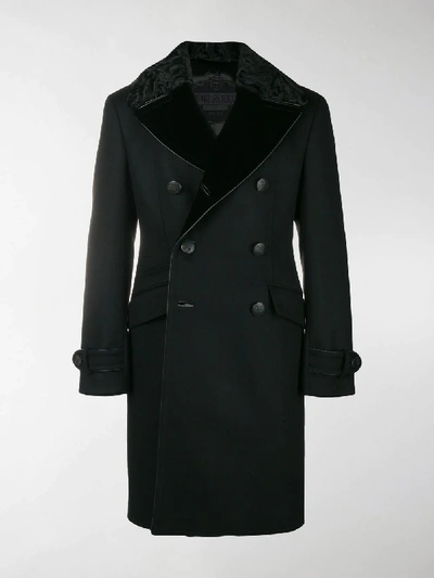 Shop Prada Double Breasted Wool Coat In Black