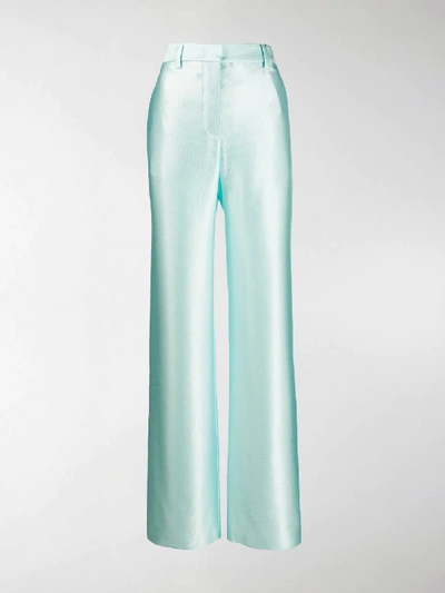 Shop Giorgio Armani High-waisted Trousers In Blue