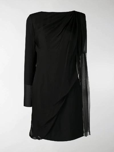 Shop Lanvin Draped Overlay Dress In Black