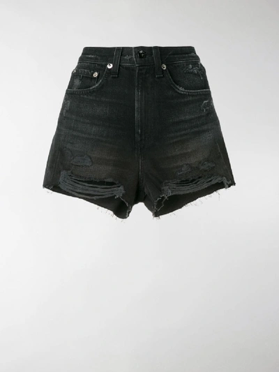 Shop Rag & Bone Justine Ripped Denim Shorts In Black