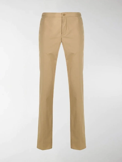 Shop Incotex Elasticated Waist Slim Trousers In Neutrals