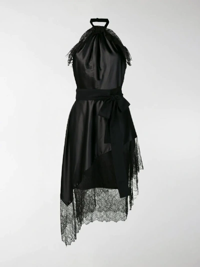 Shop Tom Ford Lace Trim Halter Dress In Black