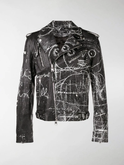 Shop Alexander Mcqueen Printed Biker Jacket In Black