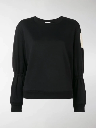 Shop Moncler Gathered Sleeve Sweatshirt In Black