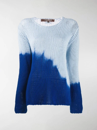 Shop Junya Watanabe Dip Die Knitted Sweater In Blue