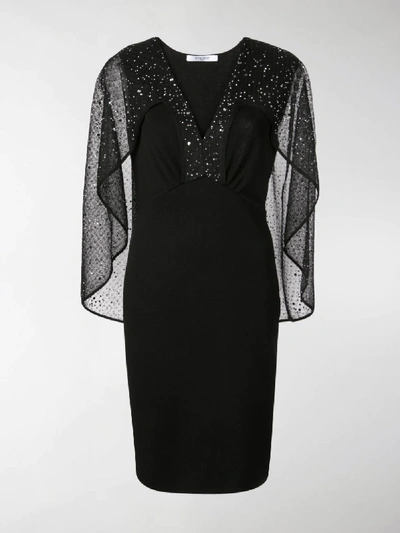 Shop Givenchy Crystal Embellished Cape Dress In Black