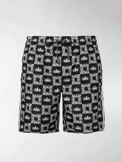 Shop Dolce & Gabbana Logo Printed Swim Shorts In Black
