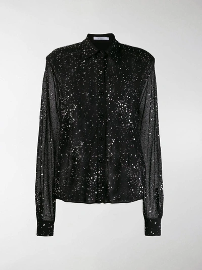 Shop Givenchy Crystal Studded Knit Shirt In Black