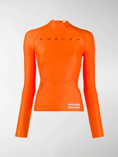 Shop Ambush Logo Print Scuba Style Top In Orange