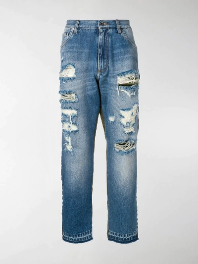 Shop Dolce & Gabbana Camouflage-detail Jeans In Blue
