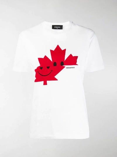 Shop Dsquared2 Canadian Leaf T-shirt In White