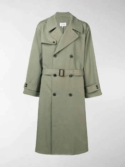 Shop Maison Margiela Gabardine Trench Coat In Green