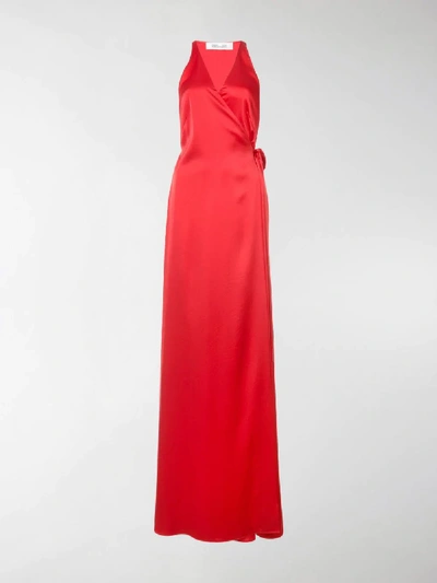 Shop Diane Von Furstenberg Wrap Front Maxi Dress In Red