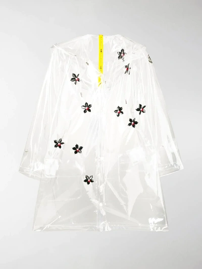 Shop Moncler Genius Flower-embellished Transparent Raincoat In White