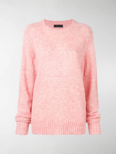 Shop Prada Crew Neck Knit Sweater In Pink