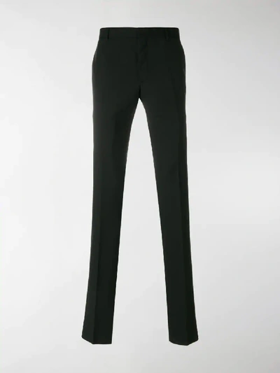 Shop Prada Slim Fit Trousers In Black