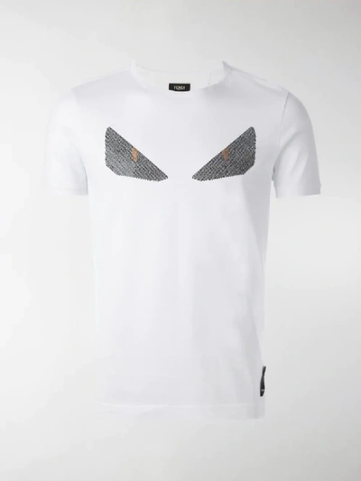 Shop Fendi Embellished Bug Print T-shirt In White