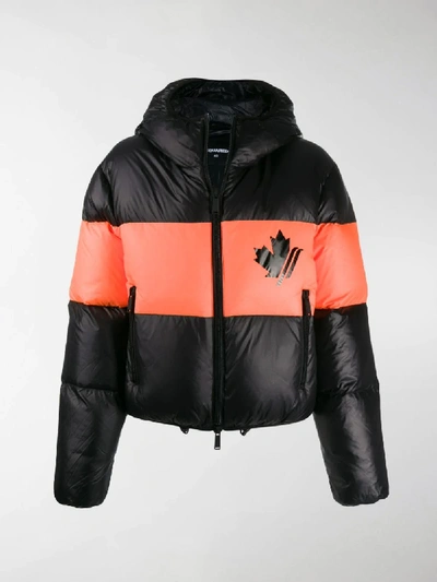 Shop Dsquared2 Maple Leaf Puffer Jacket In Black