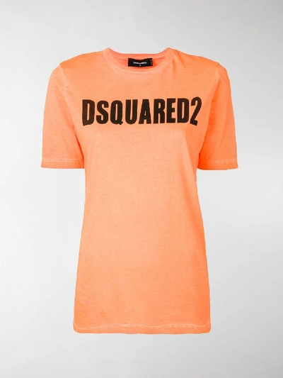 Shop Dsquared2 Logo Print T-shirt In Orange