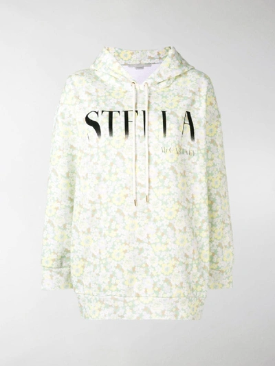 Shop Stella Mccartney Floral Print Logo Hoodie In Yellow