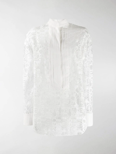 Shop Chloé Logo Lace Shirt In White