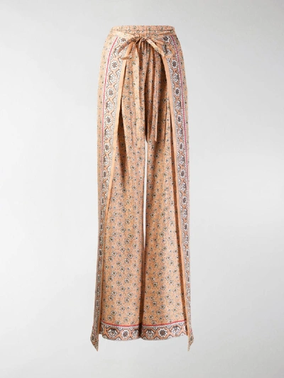 Shop Chloé Paisley Print Wrap Trousers In Neutrals