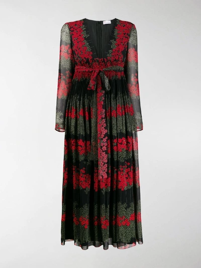 Shop Red Valentino Floral Print Maxi Dress In Black