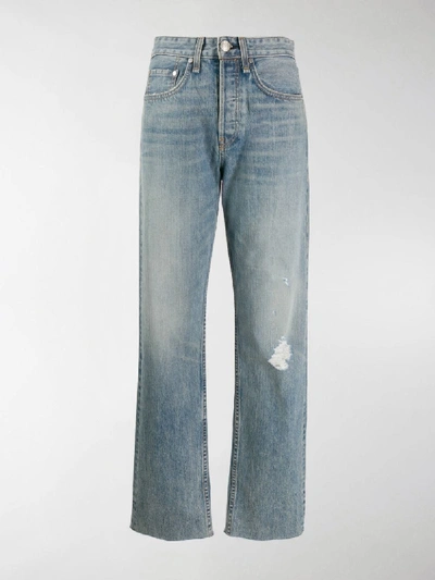 Shop Rag & Bone Distressed Straight Leg Jeans In Blue