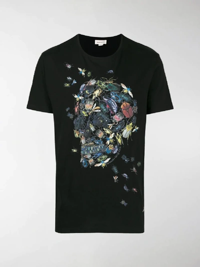 Shop Alexander Mcqueen Beetle Skull Print T-shirt In Black