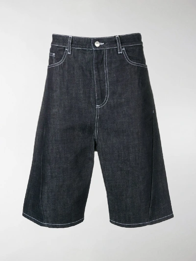 Shop Kenzo Denim Flared Shorts In Blue
