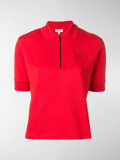 Shop Kenzo Tiger-patch Polo Shirt In Red